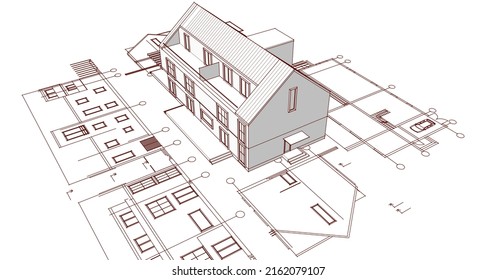 house traditional architecture 3d rendering
