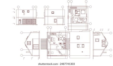 house traditional architecture plan 3d illustration