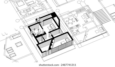 casa arquitectura tradicional Plan ilustración 3d