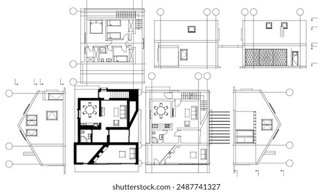 casa arquitectura tradicional Plan ilustración 3d