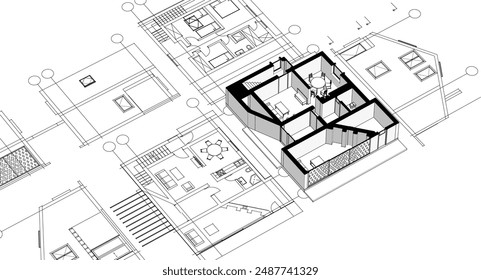 casa arquitectura tradicional Plan ilustración 3d