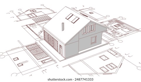 casa arquitectura tradicional Plan ilustración 3d