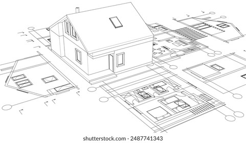 Haus Traditionelle Architektur Paket 3D Illustration