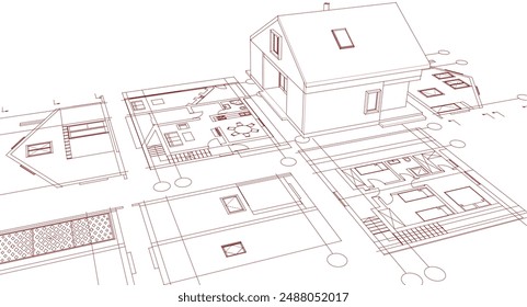 casa arquitectura tradicional Plan ilustración 3d