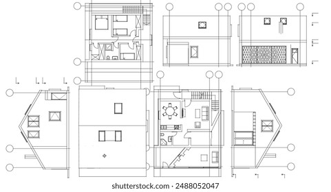 house traditional architecture plan 3d illustration