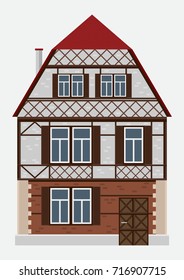 House in traditional German style isolated on white background vector illustration
