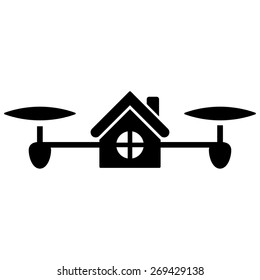 House transportation with airdrone. Black vector icon on a white background.