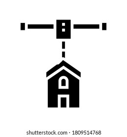 vector de icono de glifo de transporte de casa. señal de transporte de la casa. símbolo de contorno aislado ilustración negra