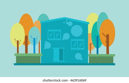 House and tree design vector illustration collection stock