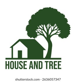 house and tree flat minimalist logo design