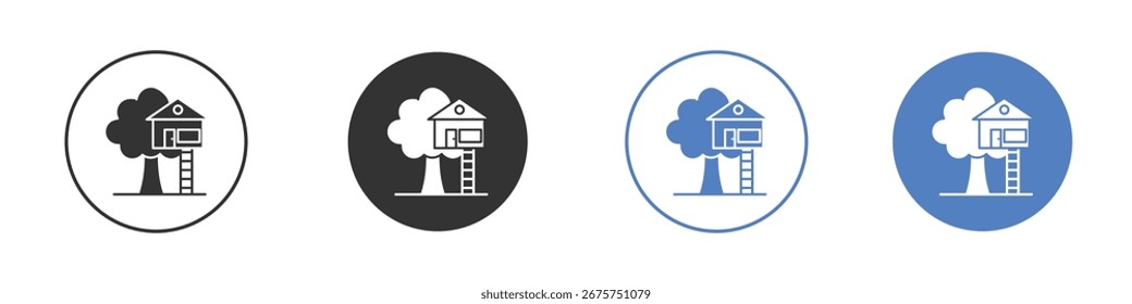 House tree icon collection for app in black and blue colors