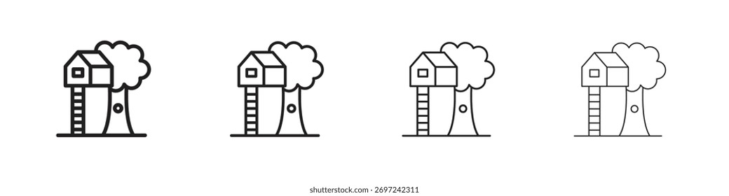 Colección del icono del árbol de la casa. Signo de Vector de línea, símbolo para Web y móvil