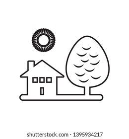 house and tree icon. Element of Landscape for mobile concept and web apps icon. Outline, thin line icon for website design and development, app development