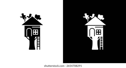 Icono de árbol de la casa de un Vector de estilo plano