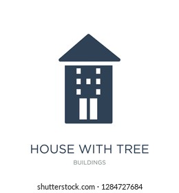 house with tree icon vector on white background, house with tree trendy filled icons from Buildings collection, house with tree vector illustration