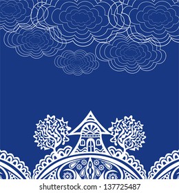 House tree landscape vector illustration