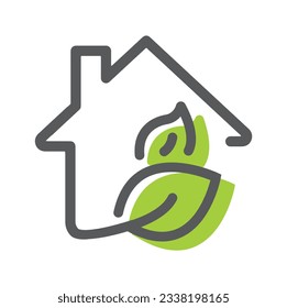 House and tree leaf, eco house simple line icon vector illustration.