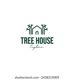 Ilustración vectorial de diseño de logotipo de casa y árbol
