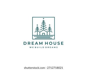 Elementos de Plantilla de diseño de logotipo de casa y árbol