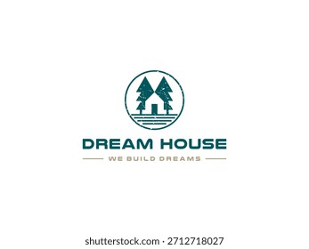 Elementos de Plantilla de diseño de logotipo de casa y árbol