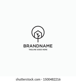 House Tree Logo Icon Design Template. Eco, Nature, Modern Vector