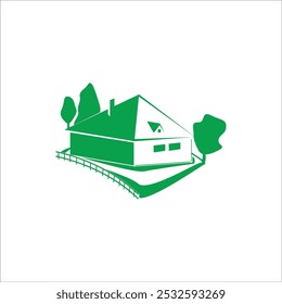 CASA COM ÍCONE DE LOGOTIPO DE ÁRVORE VETOR ILUSTRAÇÃO SÍMBOLO DESIGN