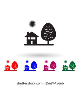 House and tree multi color icon. Simple glyph, flat vector of landscape icons for ui and ux, website or mobile application