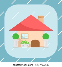 house with tree pot cartoon object, vector illustrator