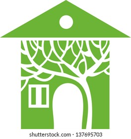 House tree sign vector illustration