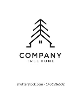 A house and tree symbol with a simple modern clean logo