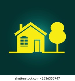 Casa com árvore arte na moda ilustração vetorial muito abstrata colorido aplicável design.eps