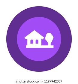 house with tree vector icon