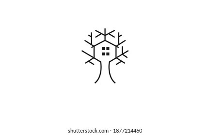 Hausbaum-Vektorsymbol. Naturbäume, Vektorgrafik Logo-Design.