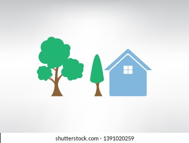 House with tree vector illustration