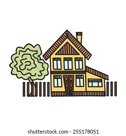 House and tree vector illustration