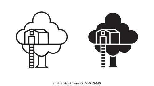 House tree vector line icon illustration collection.