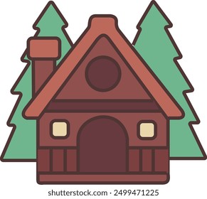 Haus mit Bäumen Symbole, Vektorgrafik