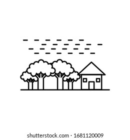 house and trees line illustration