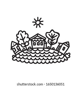 House and trees. Vector illustration