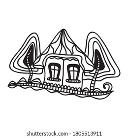 House and trees. Vector illustration