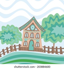 House trees vector illustration