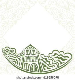 House and trees. Vector illustration.