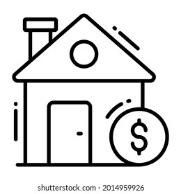 house trendy icon, line style isolated on white background. Symbol for your web site design, logo, app, UI.
