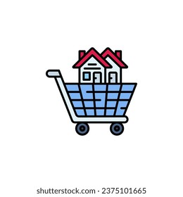 house trolley vector icon. real estate icon filled line style. perfect use for logo, presentation, website, and more. modern icon design color line style