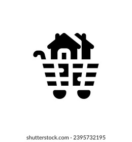 house trolley vector icon. real estate icon solid style. perfect use for logo, presentation, website, and more. simple modern icon design glyph style