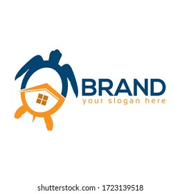 House Turtle Logo, flat design. Vector Illustration on white background.