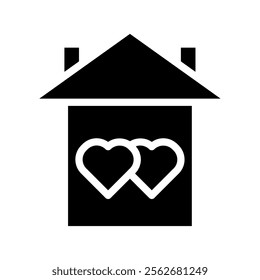 House with two hearts. Concept of love, family, and home.