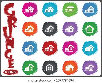 house type grunge icons for user interface design