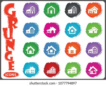 house type grunge icons for user interface design