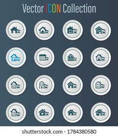 Haustyp-Icon-Set für Webseiten und Benutzeroberfläche